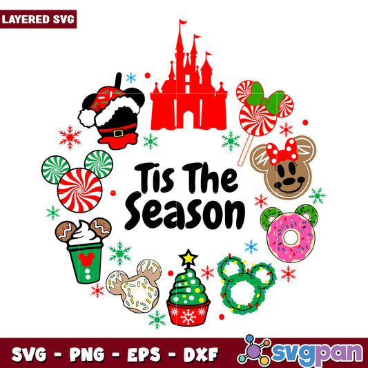Disney tis the season svg, disney world svg, christmas design svg