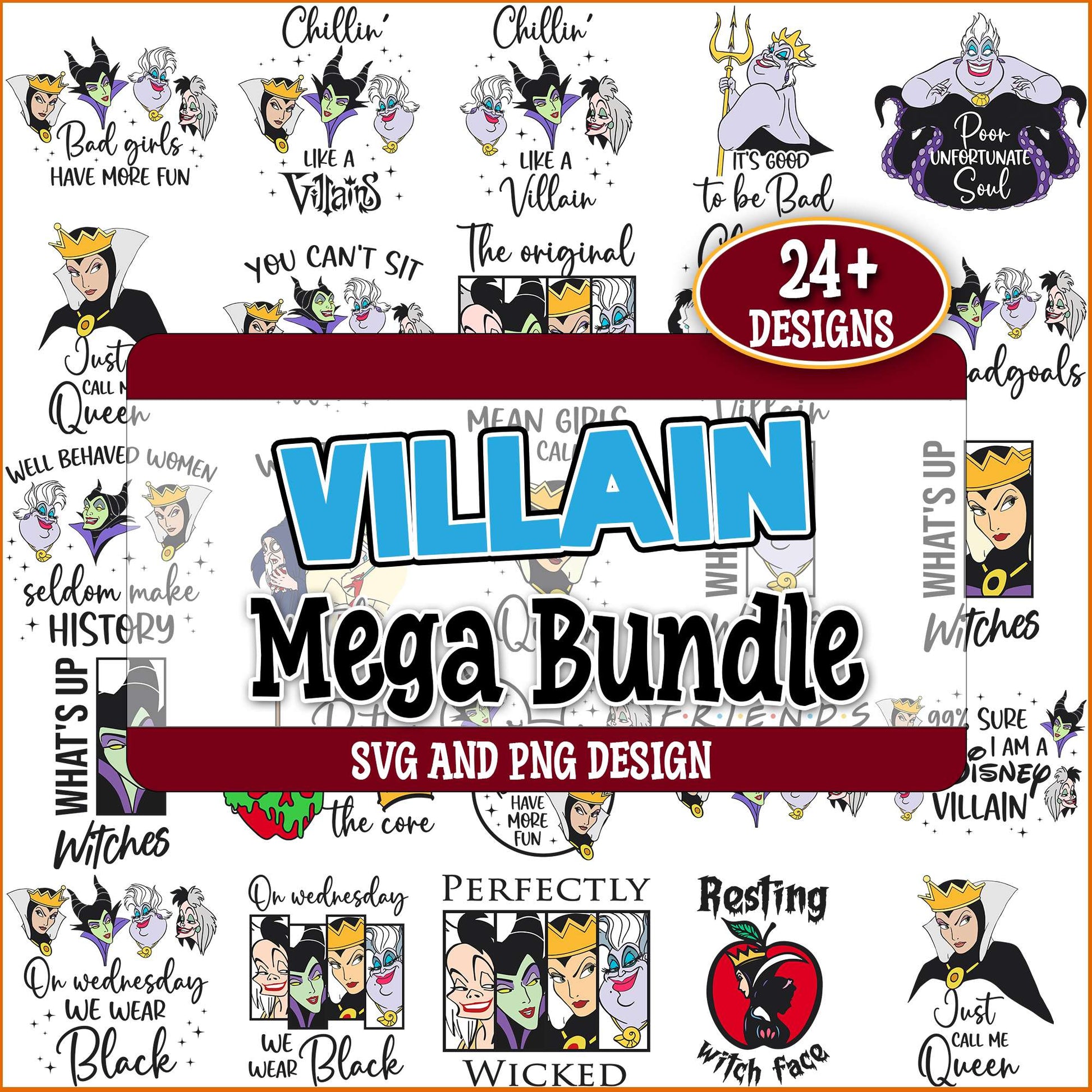 Disney villain design svg bundle