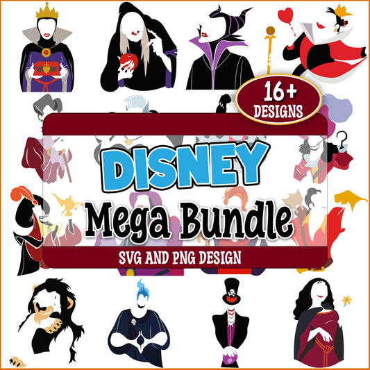 Disney villains sketch svg bundle