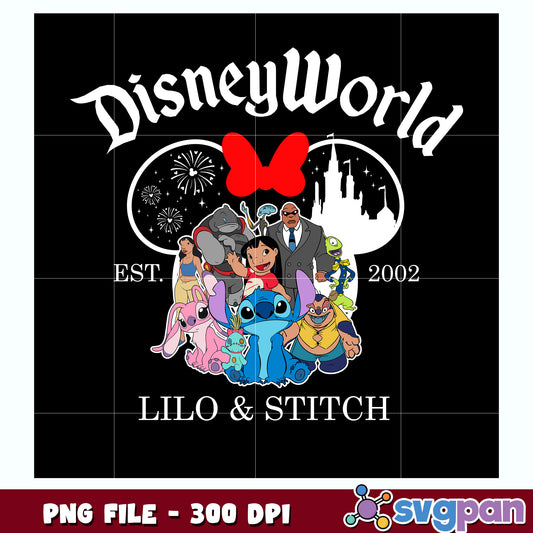 Disney world lilo and stitch characters with butterfly png,  lilo and stitch png, disney png