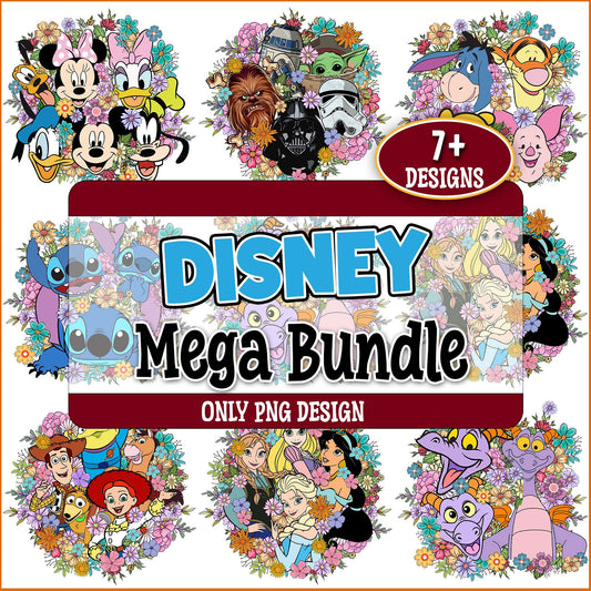 Disney x flower design png bundle