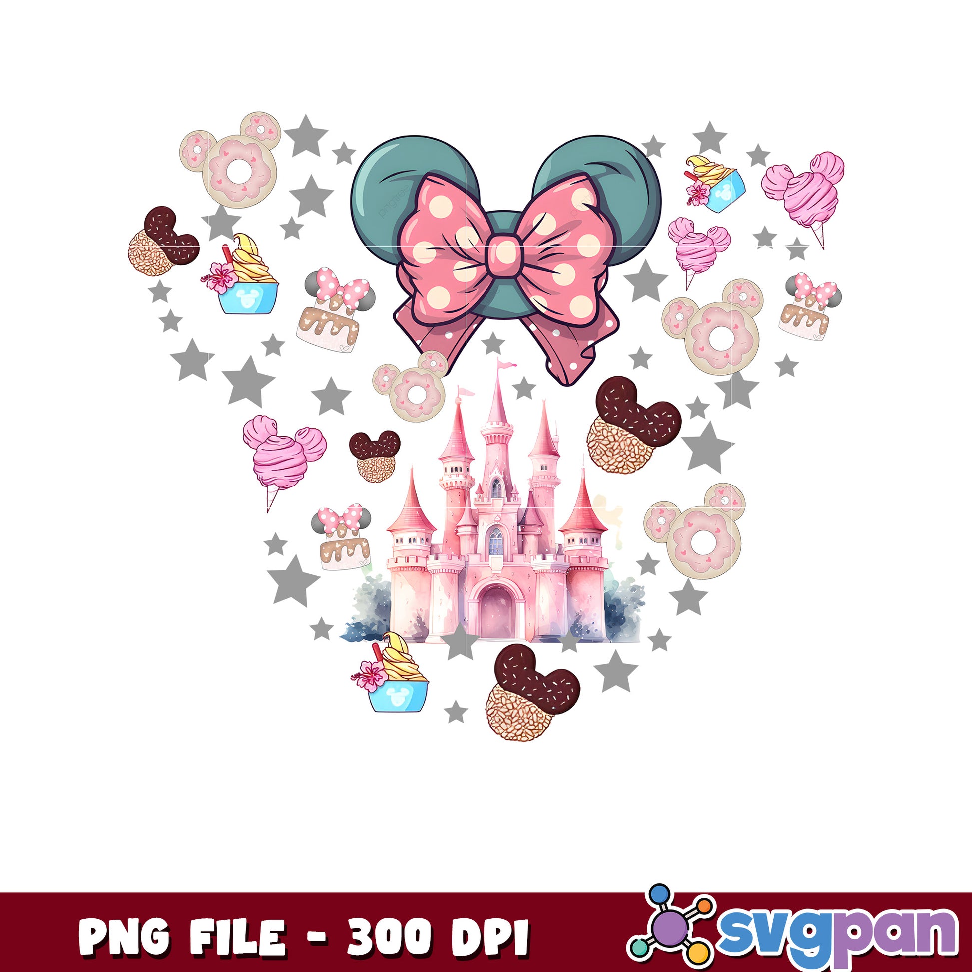 Disnseyland pink png, chistmas clipart png, cartoon png