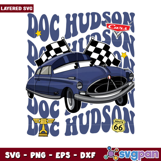 Doc hudson design png, cars movie png, cars characters png