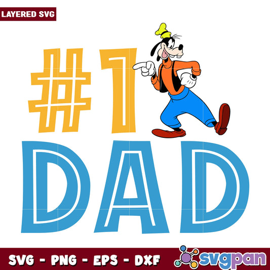 Dog Goofy Number 1 Dad svg, Disney characters svg, Digital Download