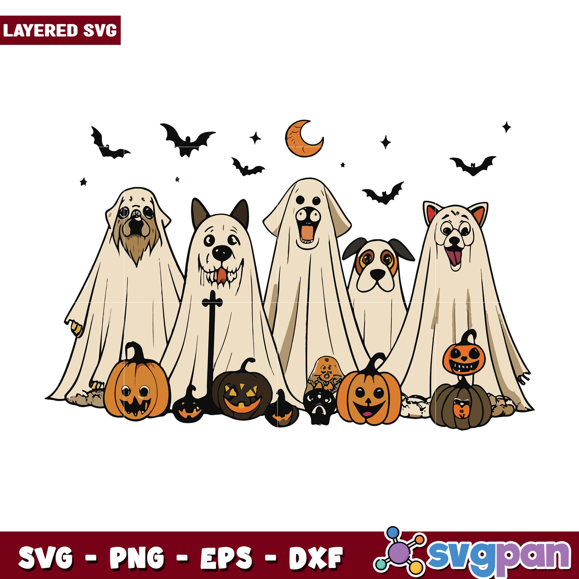 Dog ghouls halloween svg, spooky season svg, halloween vacation svg