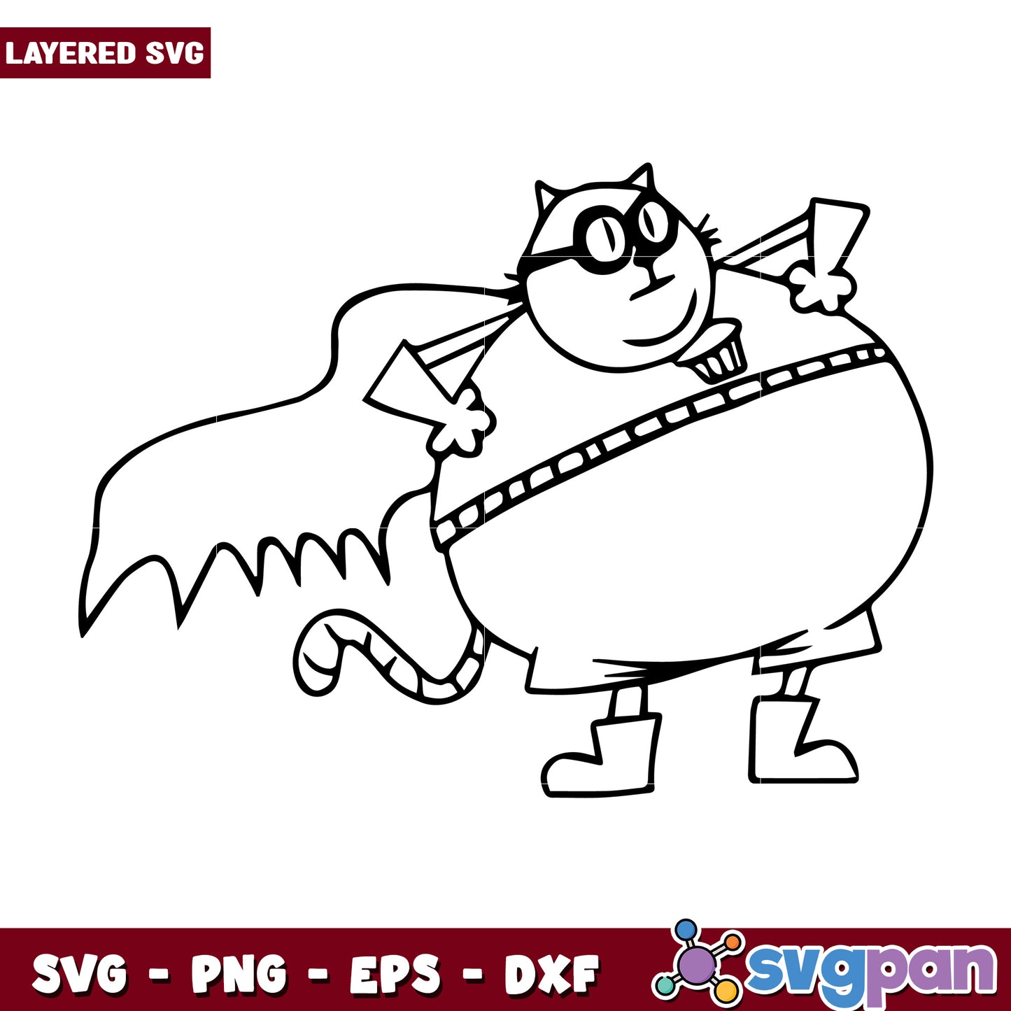 Dog man Big Jim cat outline svg, dog man characters svg, dog man 2025 svg