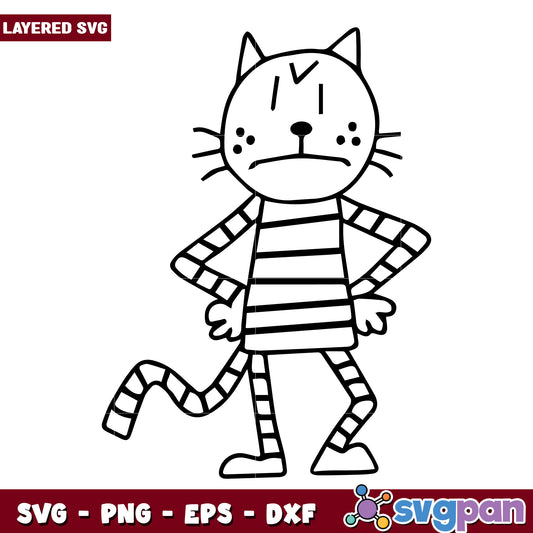 Dog man Petey the Cat outline svg, dog man characters svg, dog man 2025 svg