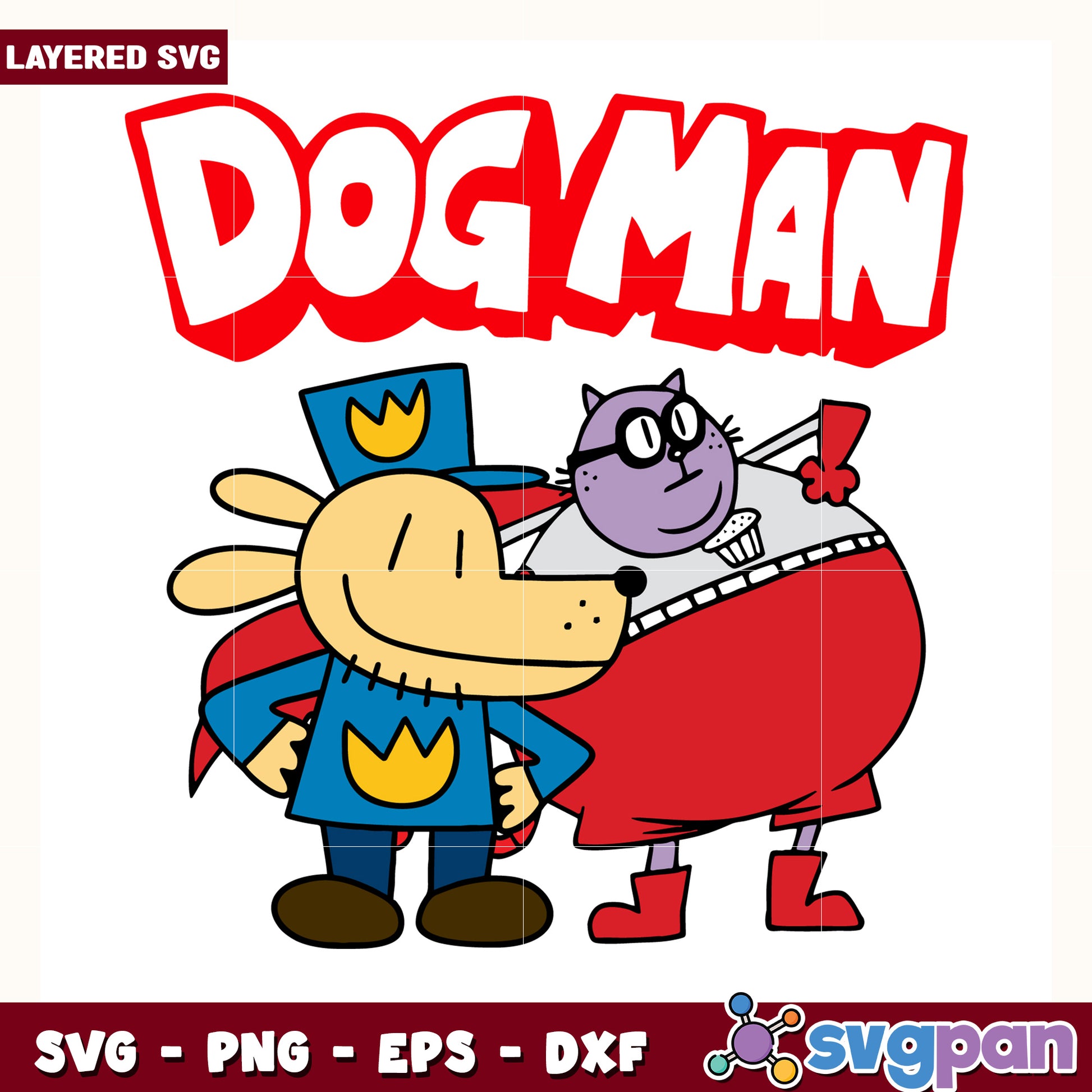 Dog man and big jim svg, dog man comic svg, pilkey universe characters svg