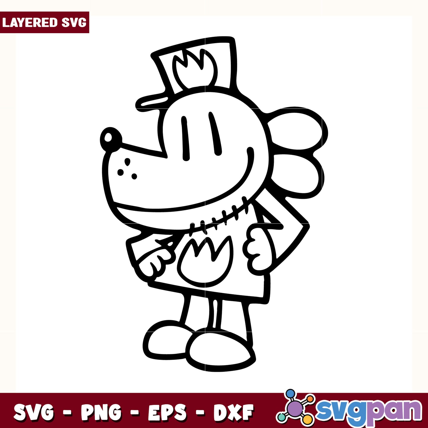 Dog man black and white design svg, funny comic dog svg, dog man characters svg