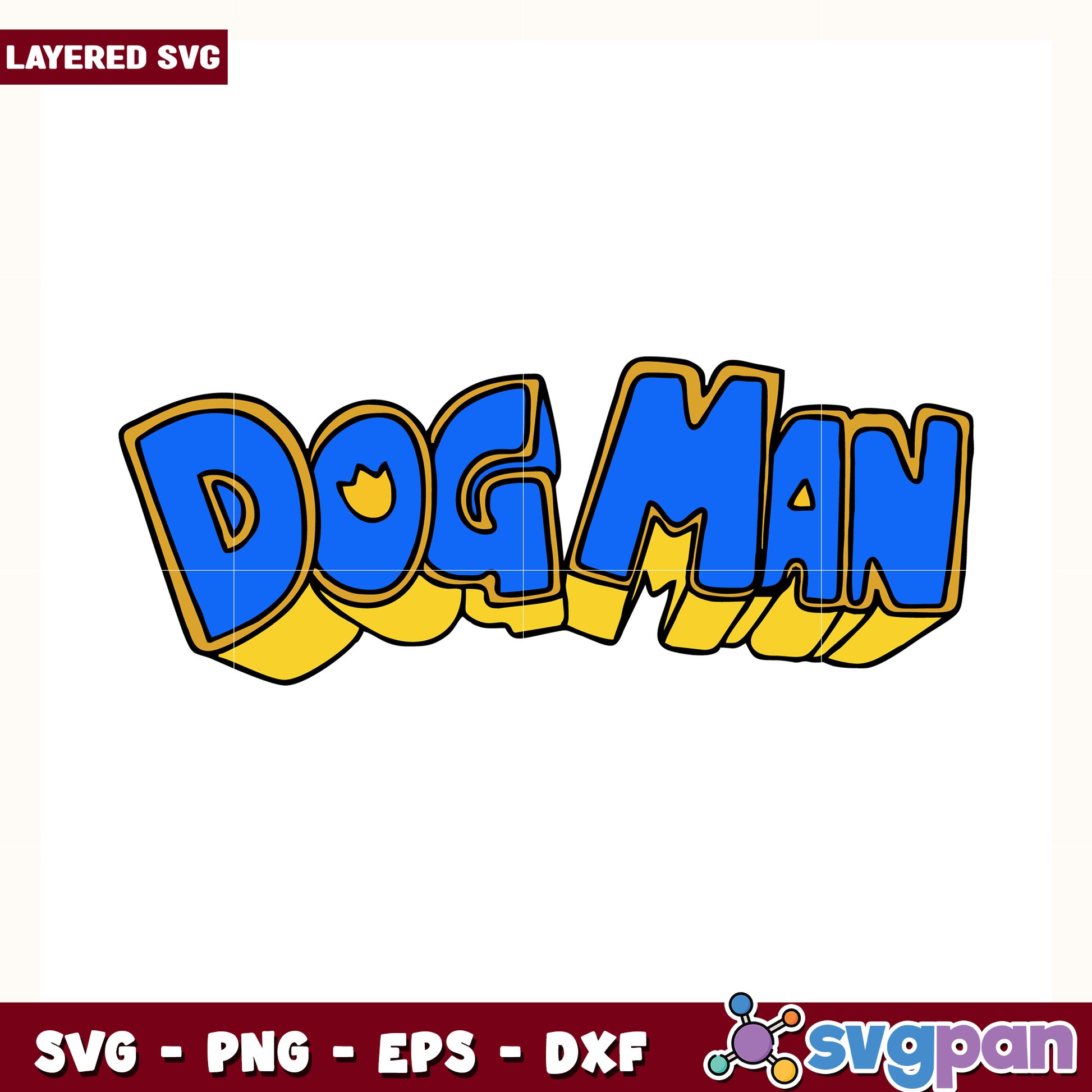 Dog man blue logo design svg, dog man movie svg, dog man characters svg