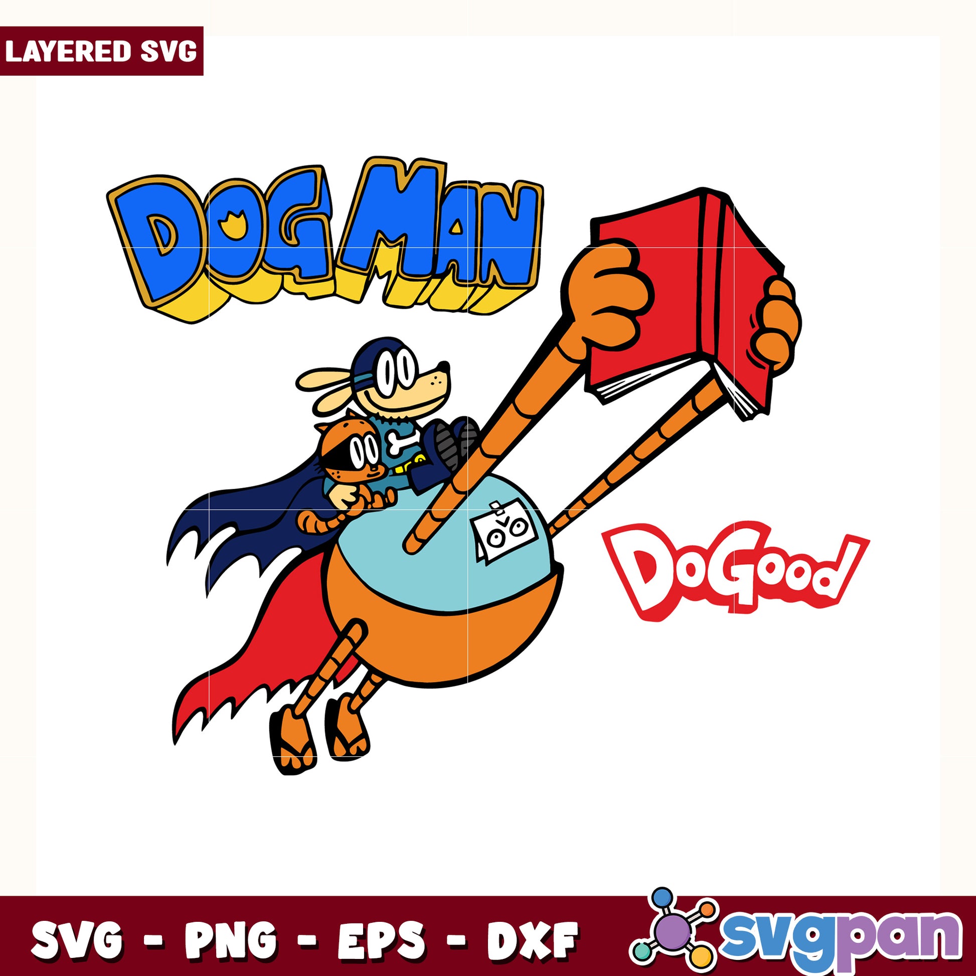 Dog man lil petey and adhd svg, dog man movie svg, dog man characters svg