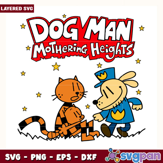 Dog man mothering height svg, dog man svg, funny comic svg