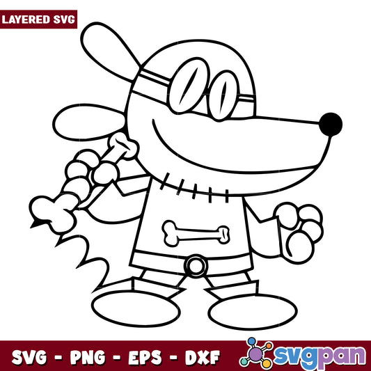 Dog man outline cartoon svg design, dog man characters svg, dog man 2025 svg
