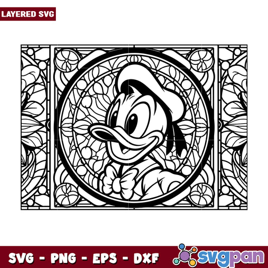 Donald Duck Stained Glass SVG Coloring Page