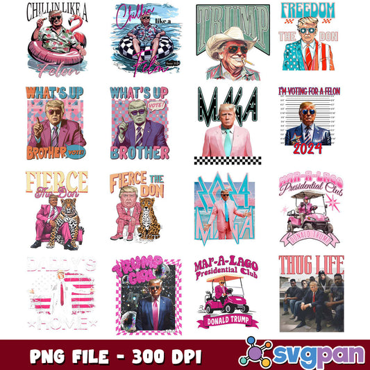 Donald Trump PNG Bundle 12 Designs, 300 DPI