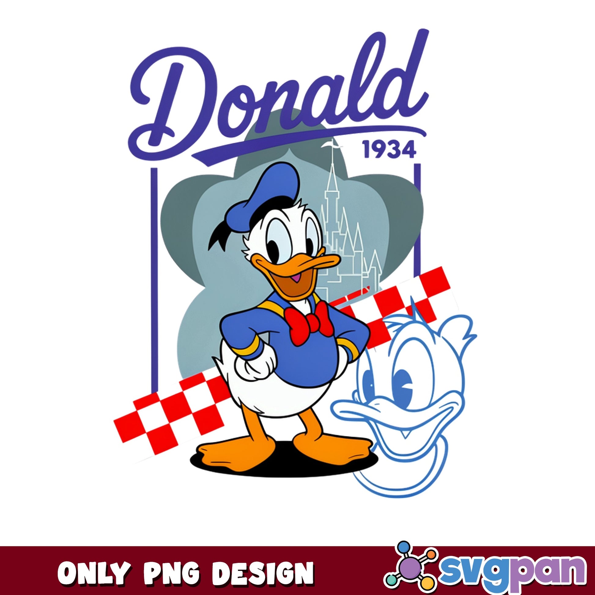 Donald Duck 1934 Disney Castle PNG, Donald Duck PNG, Disney PNG