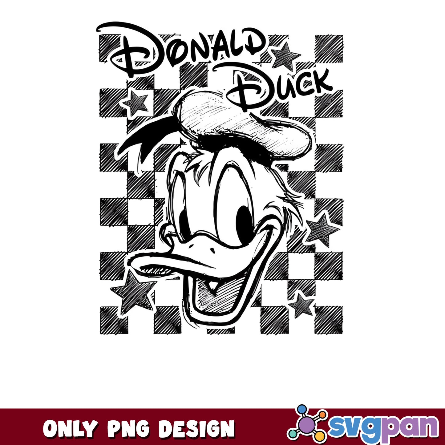 Donald Duck Checkered PNG, Disney Duck PNG, Retro Disney PNG