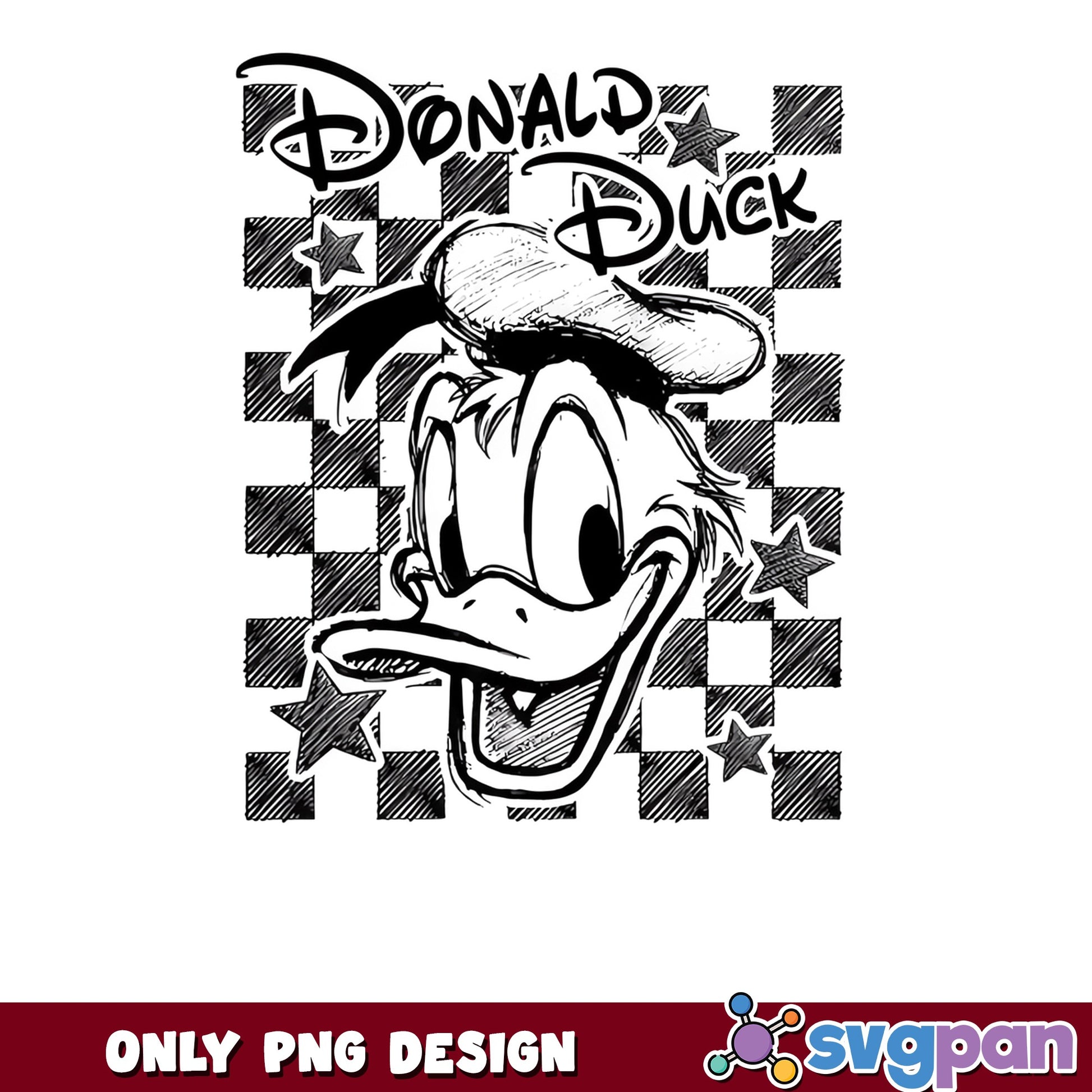 Donald Duck Checkered PNG, Disney Duck PNG, Retro Disney PNG