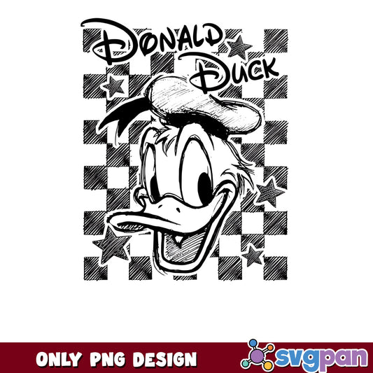 Donald Duck Checkered PNG, Disney Duck PNG, Retro Disney PNG