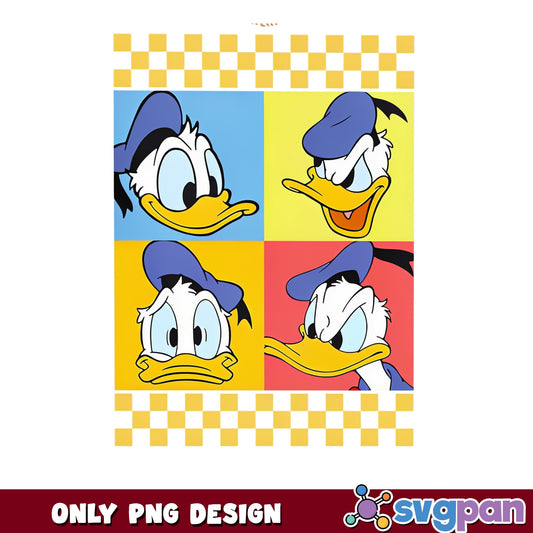 Donald Duck Faces Pop Art PNG, Disney Duck PNG, Retro PNG