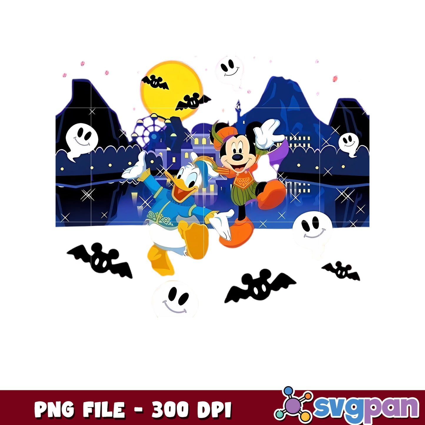 Donald and mickey png, spirit halloween png, halloween season png