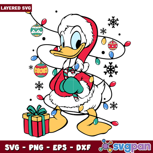 Donald christmas svg, christmas lights svg, cartoon svg