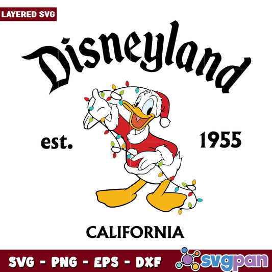 Donald disneyland svg, christmas lights svg, cartoon svg