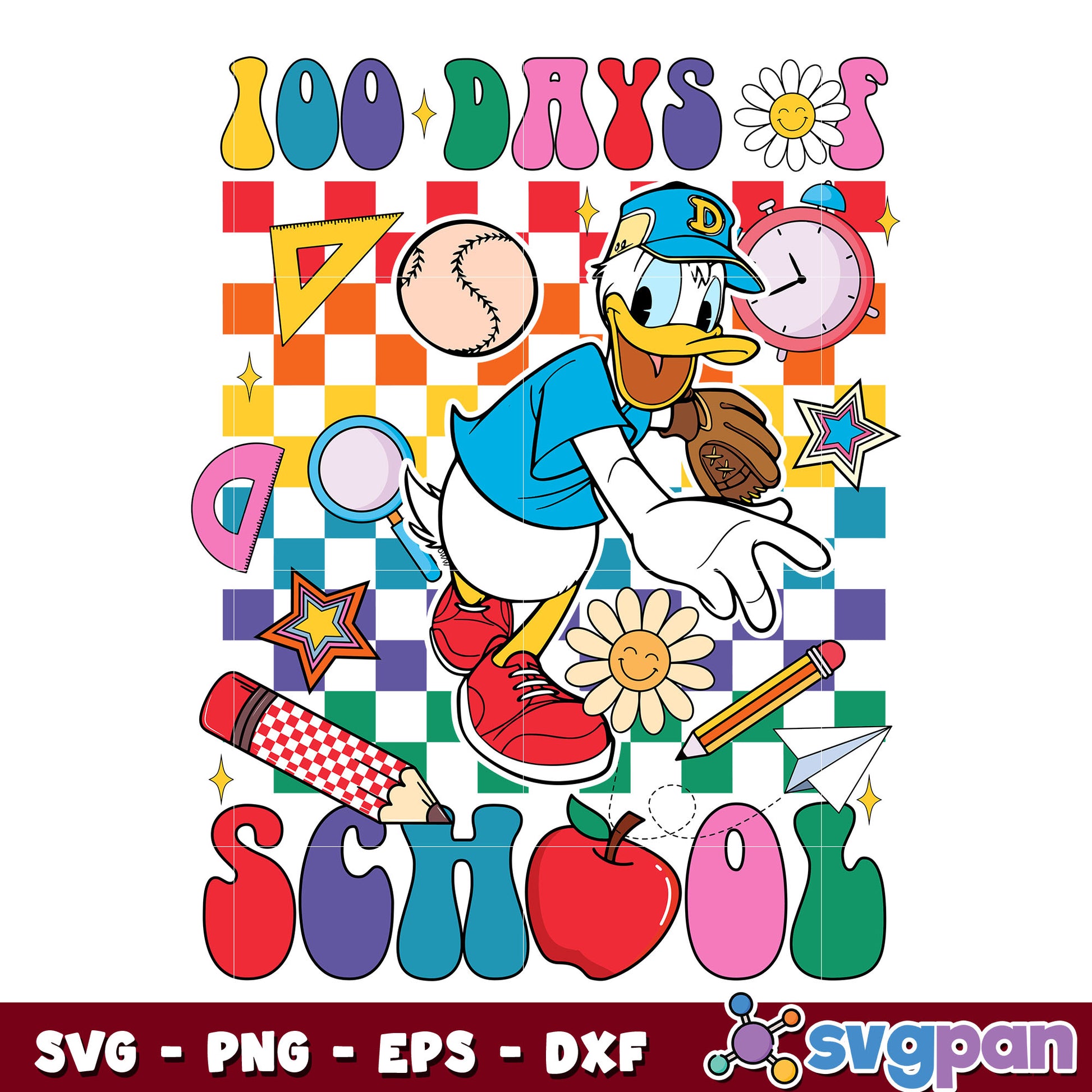 Donald duck 100 day of school svg