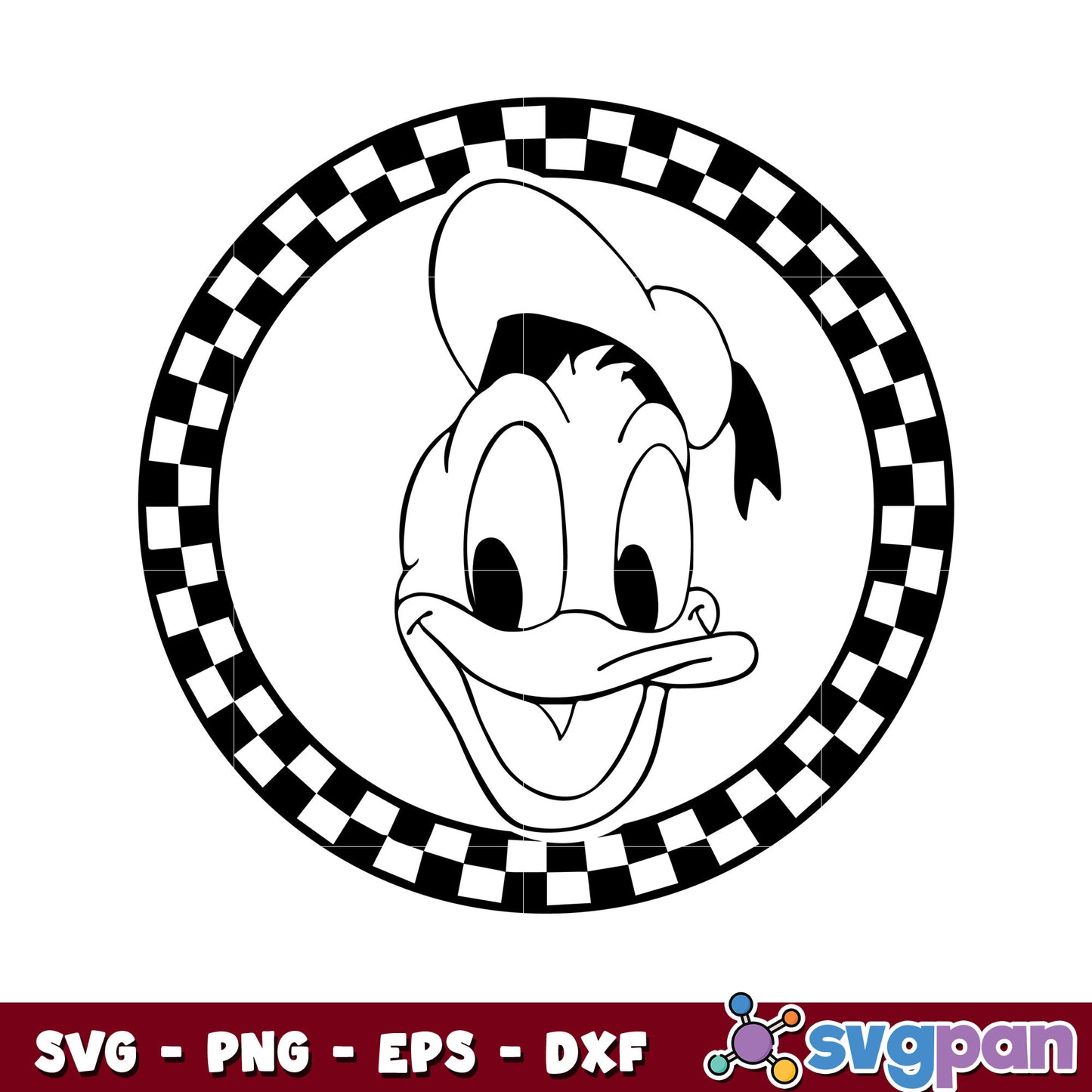 Donald duck head circle silhouette svg, disney donald svg, donald head svg