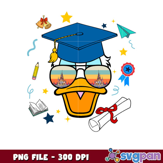 Donald graduate png, disney duck graduation png, donald duck png