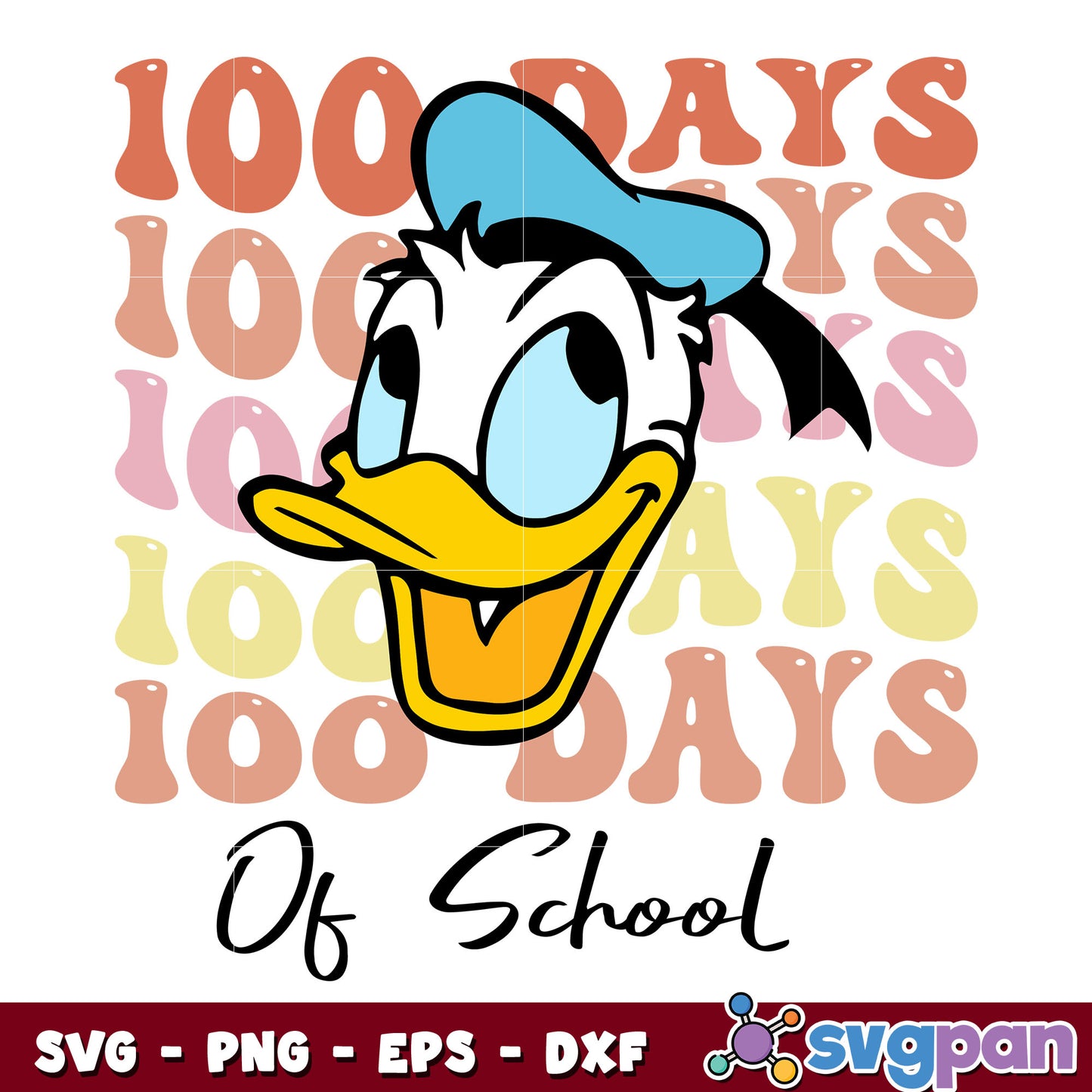 Donald head 100 day of school svg