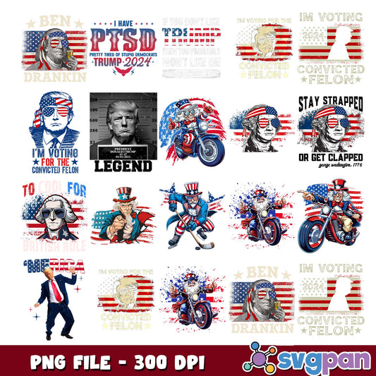 Donald trump 4th july png bundle