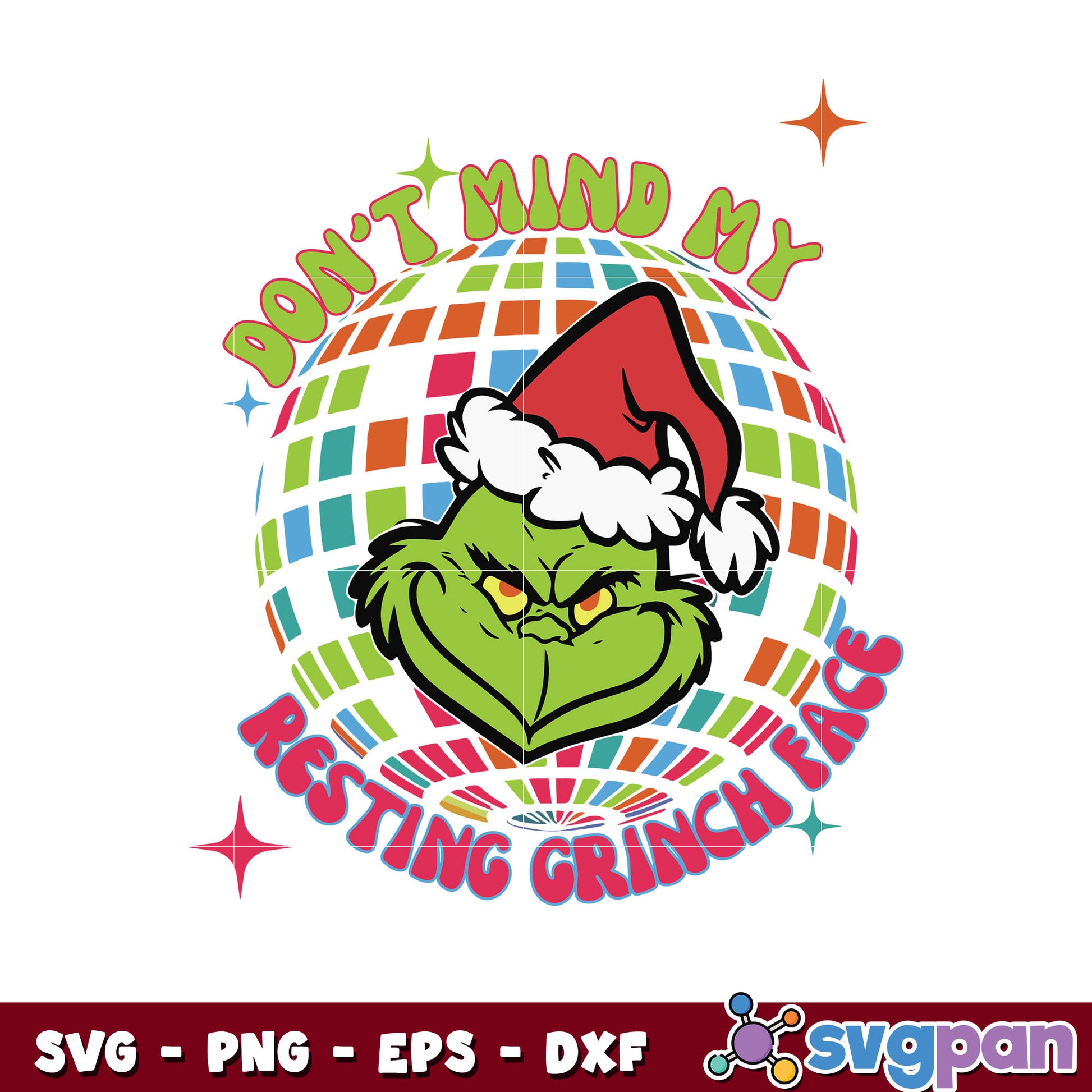 Dony Mind My Resting Grinch Face Disco Ball svg, grinch christmas svg