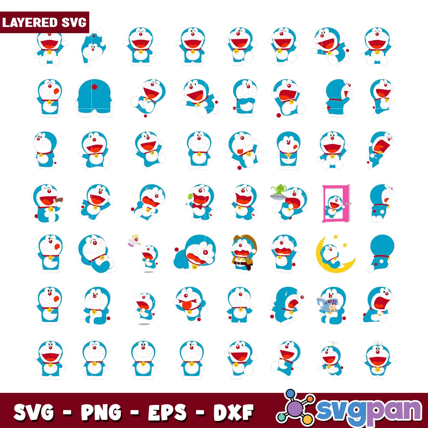 Doraemon SVG Bundle Layered PNG EPS DXF