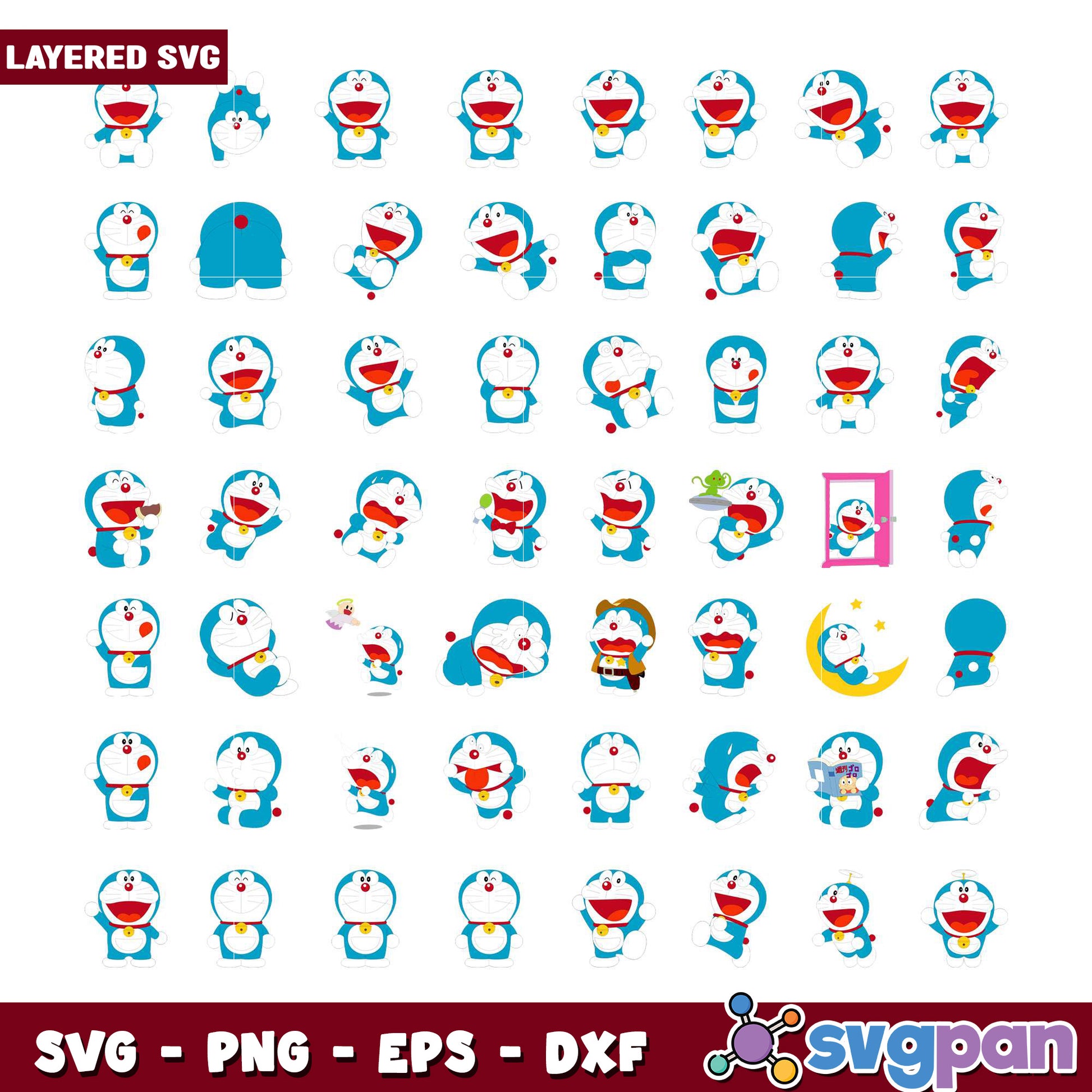 Doraemon SVG Bundle Layered PNG EPS DXF