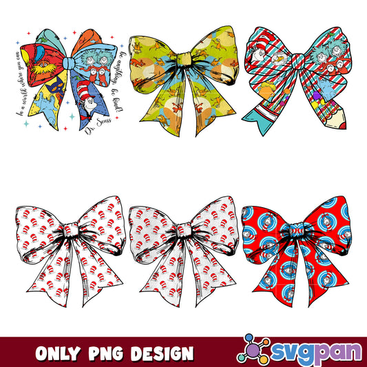 Dr Seuss Bow PNG Bundle - 6 Designs