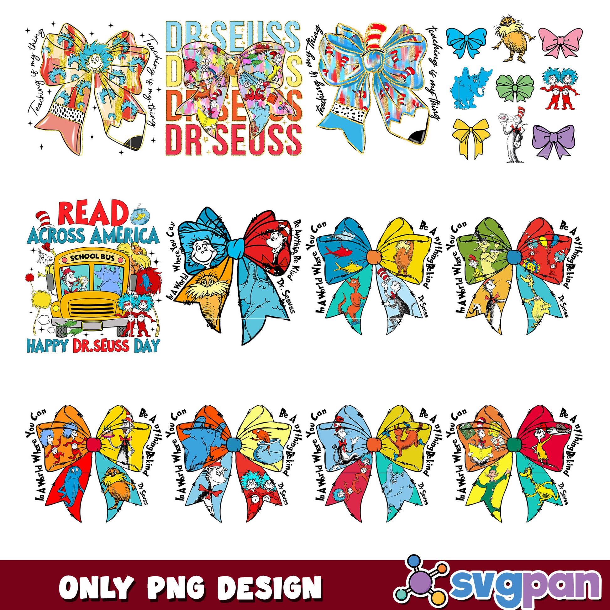 Dr Seuss Bow PNG Bundle - Read Across America