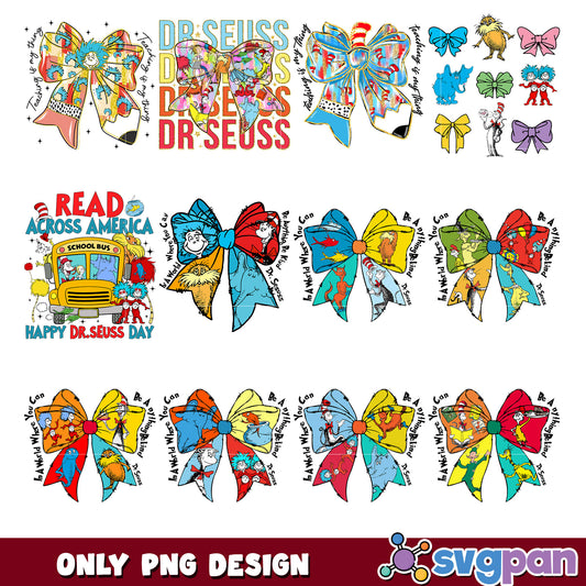 Dr Seuss Bow PNG Bundle - Read Across America