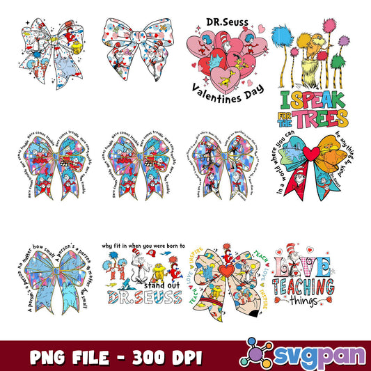 Dr Seuss Bow PNG Bundle 300 DPI