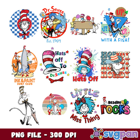 Dr Seuss Bundle PNG Sublimation Designs