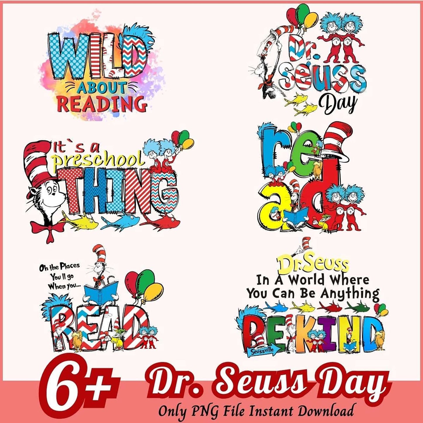Dr Seuss Day PNG Bundle 6+ Designs