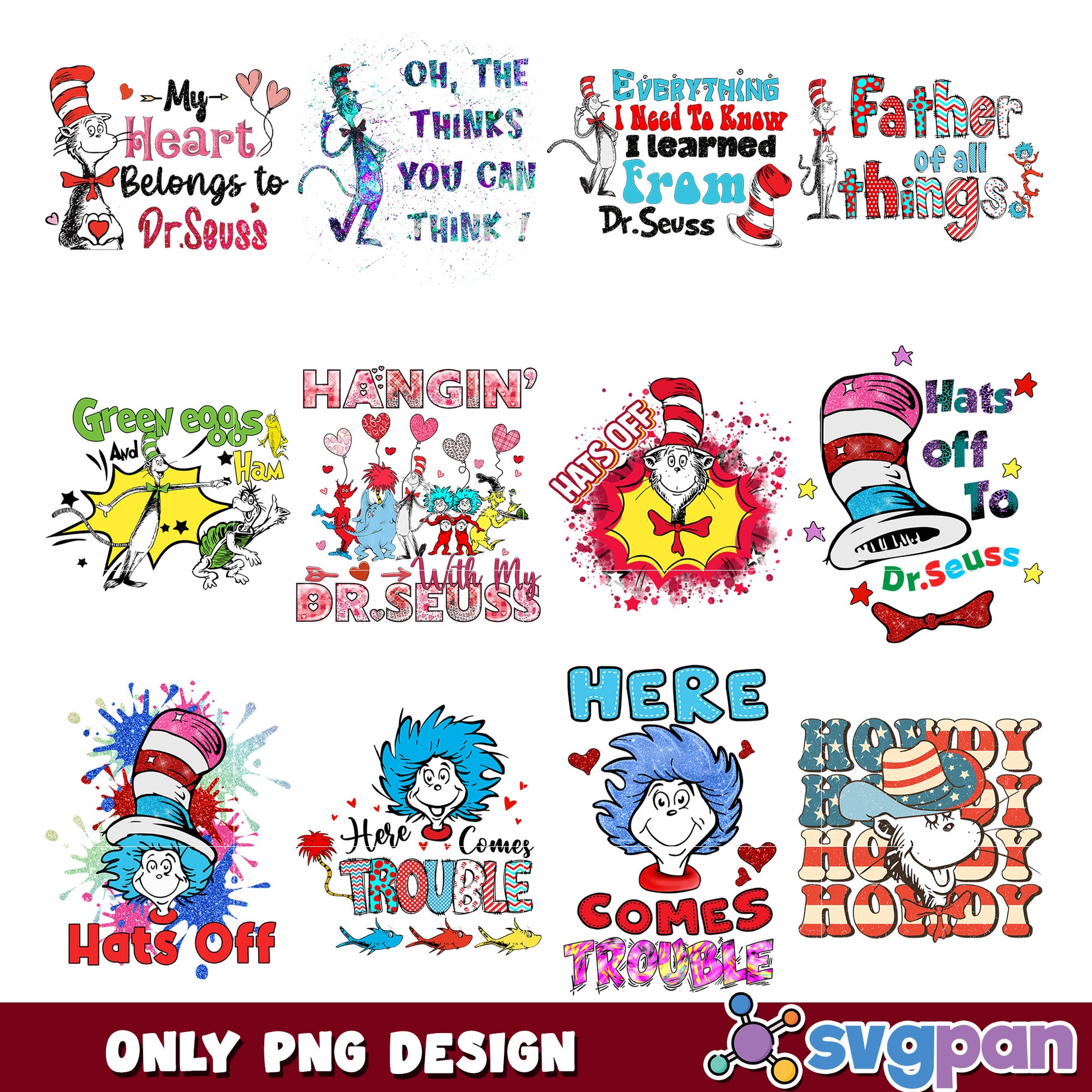 Dr Seuss PNG Bundle 10 Cute Designs