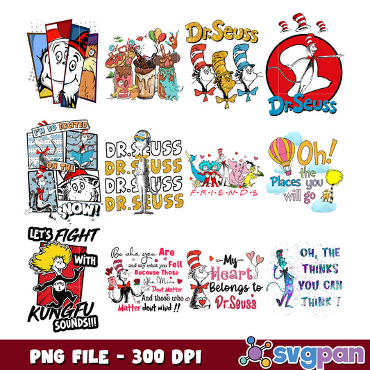 Dr Seuss PNG Bundle 300 DPI Sublimation