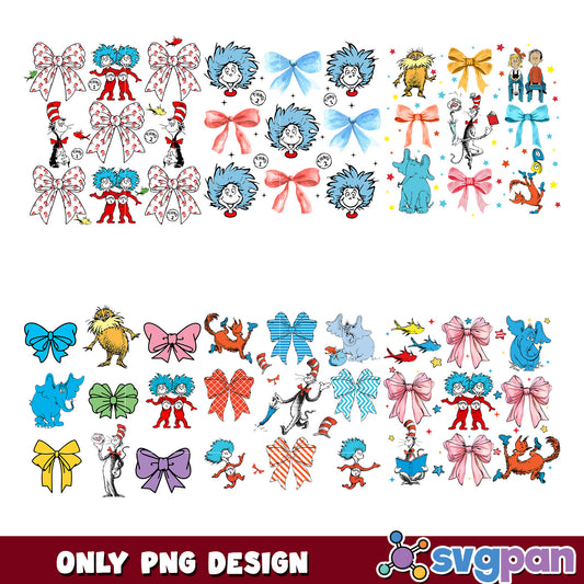 Dr Seuss PNG Bundle Bows & Characters