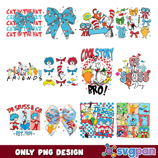 Dr Seuss PNG Bundle Characters & Bows
