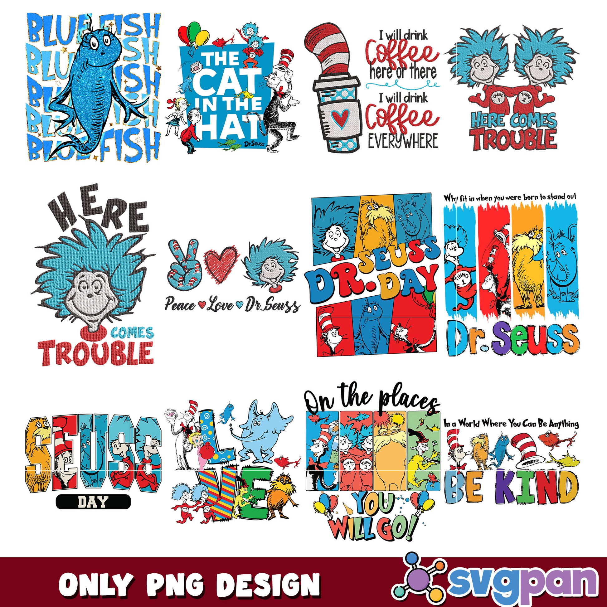 Dr Seuss PNG Bundle Characters & Quotes