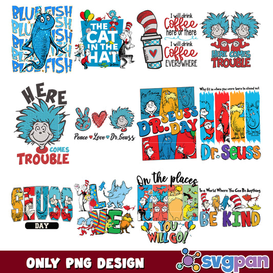 Dr Seuss PNG Bundle Characters & Quotes