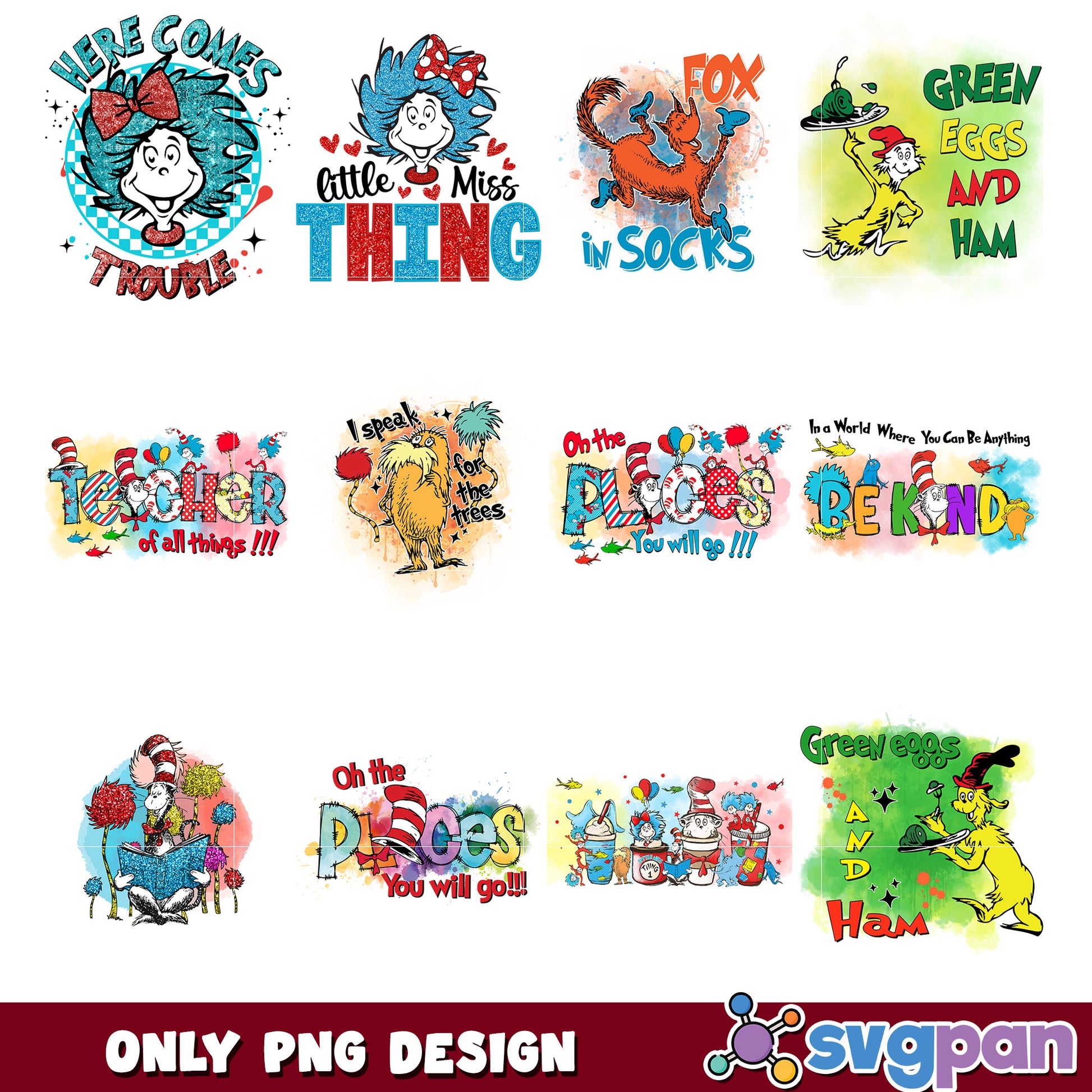 Dr Seuss PNG Bundle Cute Designs for Teachers