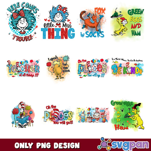 Dr Seuss PNG Bundle Cute Designs for Teachers
