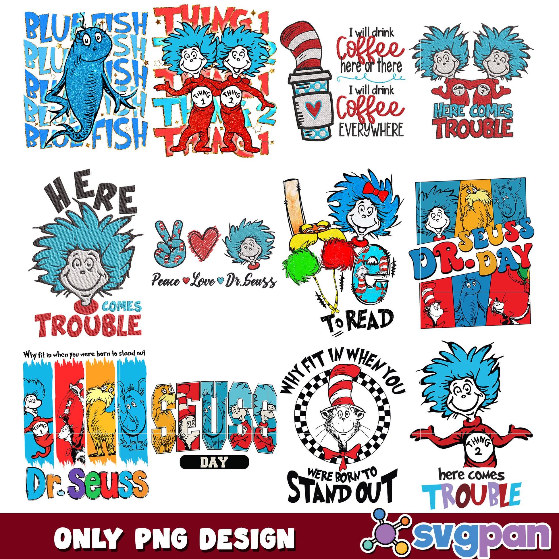 Dr Seuss PNG Bundle Designs
